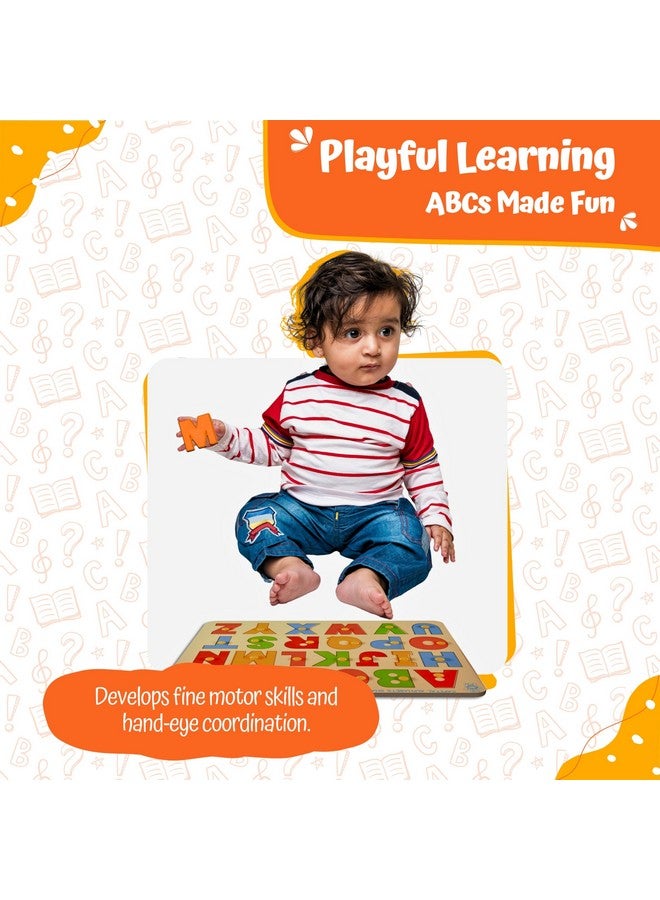 Skillofun Skillofun Wooden Alphabet ABCD Learning Tray, Develops Problem-Solving Skills, Fine Motor, Spatial Awareness, Hand-Eye Coordination, Durable, Safe, Premium Wood, Non-Toxic Paints  - Image 2