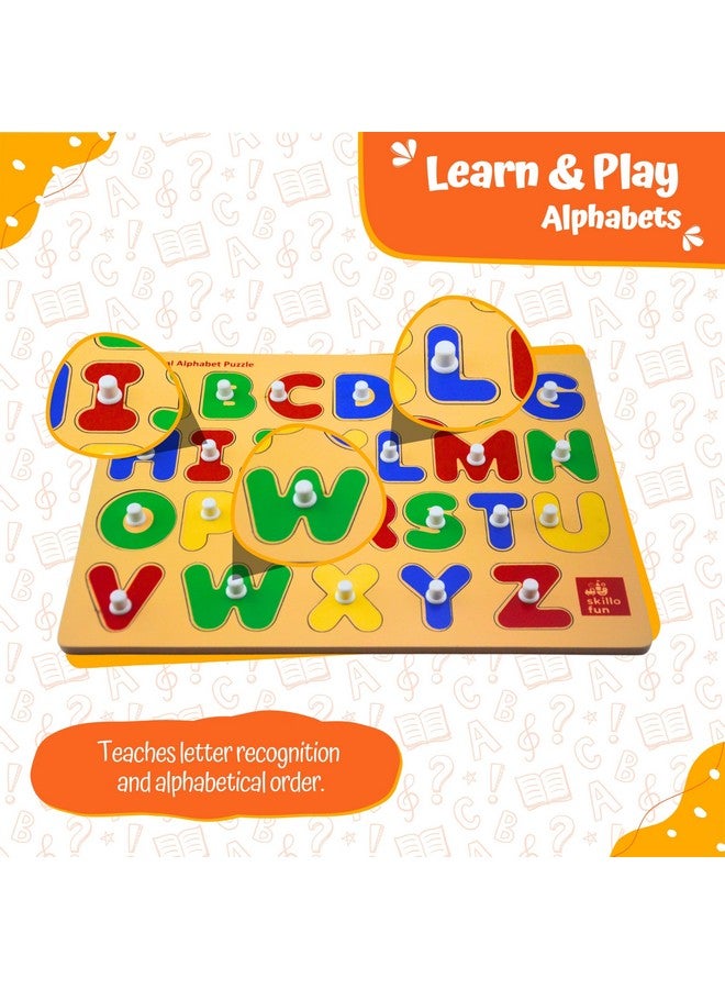 Skillofun Skillofun Wooden Alphabet ABCD Learning Tray, Develops Problem-Solving Skills, Fine Motor, Spatial Awareness, Hand-Eye Coordination, Durable, Safe, Premium Wood, Non-Toxic Paints  - Image 5