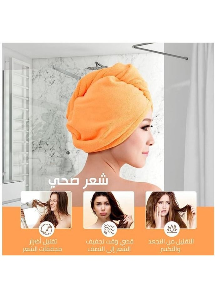 Generic - hanso Hair Drying Cap Microfiber - Quick Drying, Gentle Care, and Fun Design hair turbans for wet hair, curly hair, hair drying towel (Orange & Purple) (2 Set) - Image 1