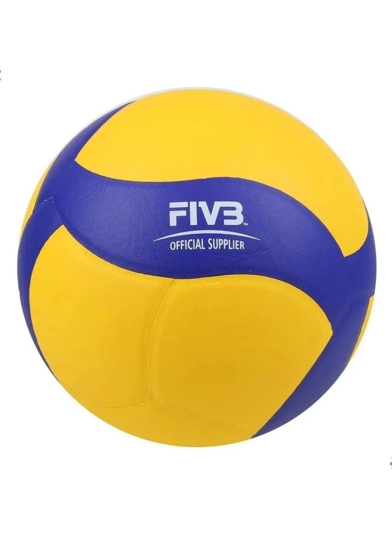ميكاسا كرة طائرة بالحجم الرسمي 5 | معتمدة من FIVB | نواة ملفوفة بالنايلون | تصميم ديناميكي بـ 18 لوحة | غطاء مركب متين | كرة تدريب احترافية للداخل والخارج | أزرق وأصفر  - Image 2