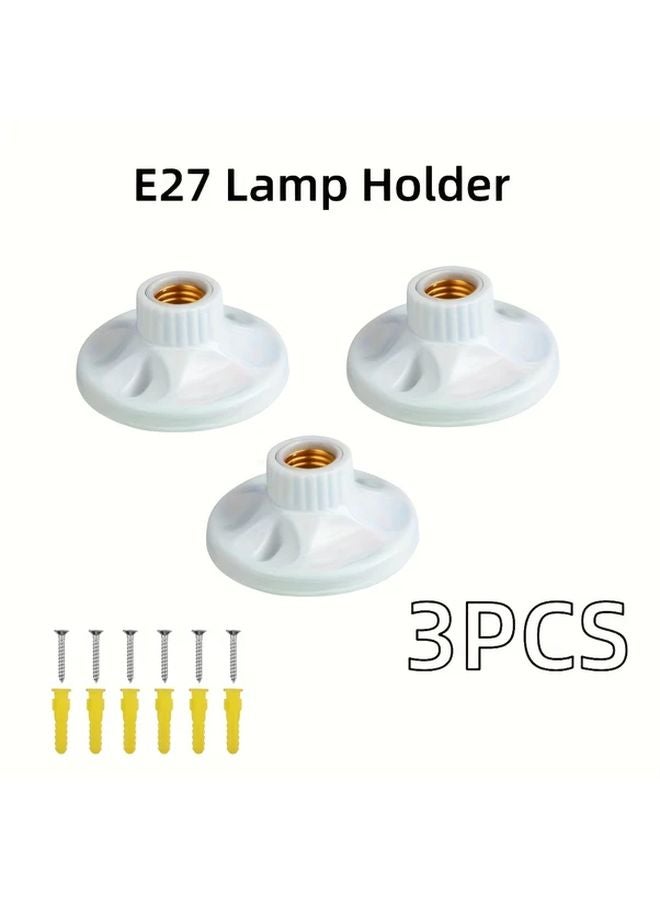 3pcs White Ceramic E27 Lamp Holder Surface Mounted Bulb Socket DIY Lighting - Image 1
