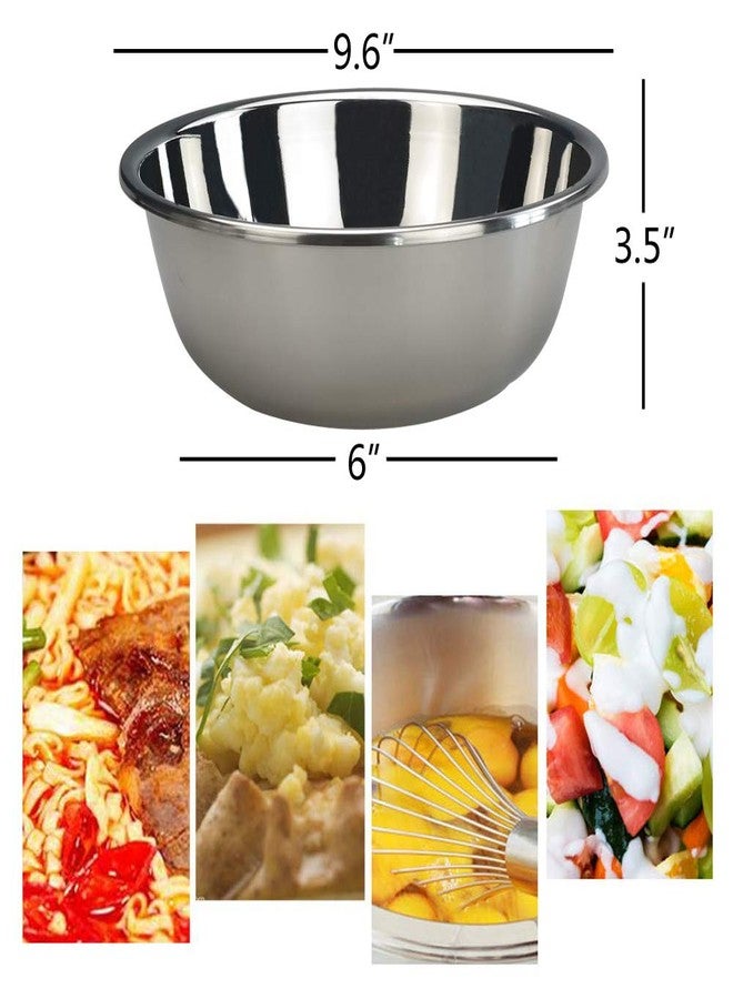 Anbers 18/10 Stainless Steel Mixing Bowl, 9.6 Inch Wide Metal Prep Bowls, 4 Packs - Image 2