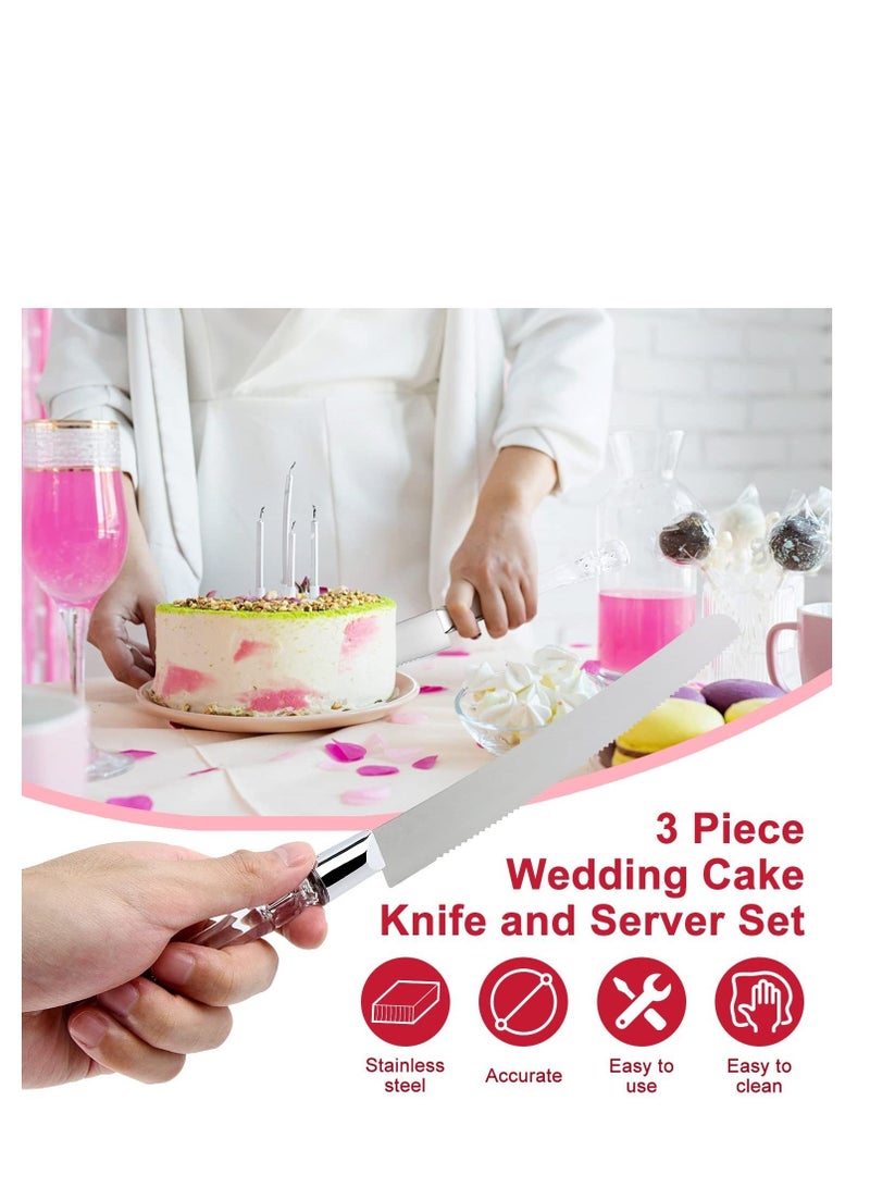 SYOSI 3 Pcs Cake Cutter and Server Set, Cake Cutting Set with Pizza Cutter Wheel, Cake Serving Set for Wedding Cake, Birthdays, Anniversaries - Image 3