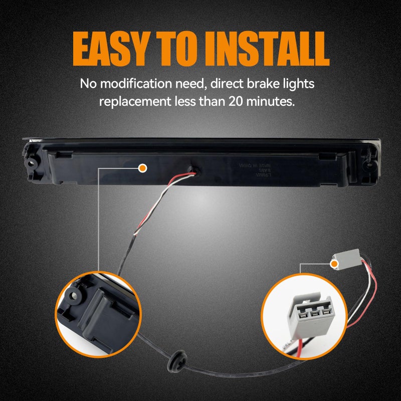 Cxdar Third 3rd Brake Light LED for 1997-2003 Ford F150, High Mount Rear Brake Lights Assembly for 2004 F-150 Heritage, Waterproof Center Cab Lamp Stop Light - Image 4