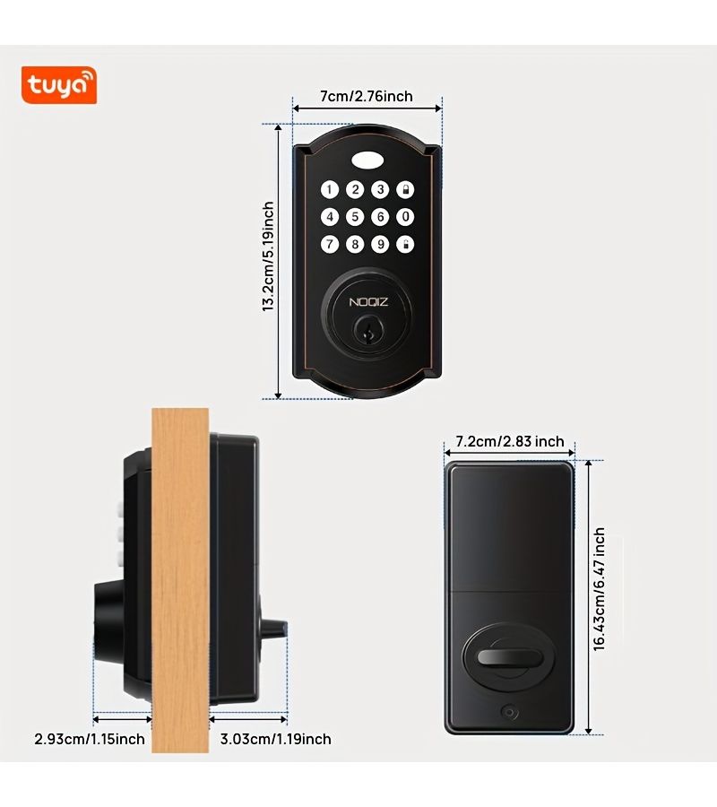 Keyless Entry Door Lock Electronic Deadbolt With Keypad M19 SN High Security Secure Cylinder Front Door Set Up To 50 User Codes Smart Deadbolt Anti Peeking Password Auto Lock Easy To Install - Image 1