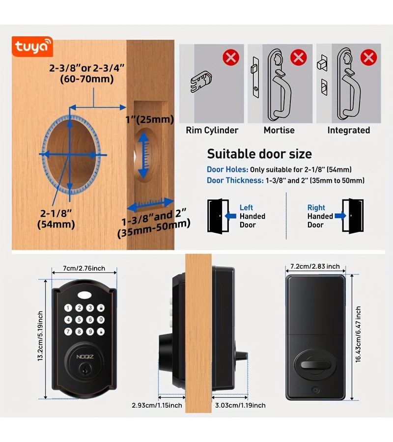 Keyless Entry Door Lock Electronic Deadbolt With Keypad M19 SN High Security Secure Cylinder Front Door Set Up To 50 User Codes Smart Deadbolt Anti Peeking Password Auto Lock Easy To Install - Image 2