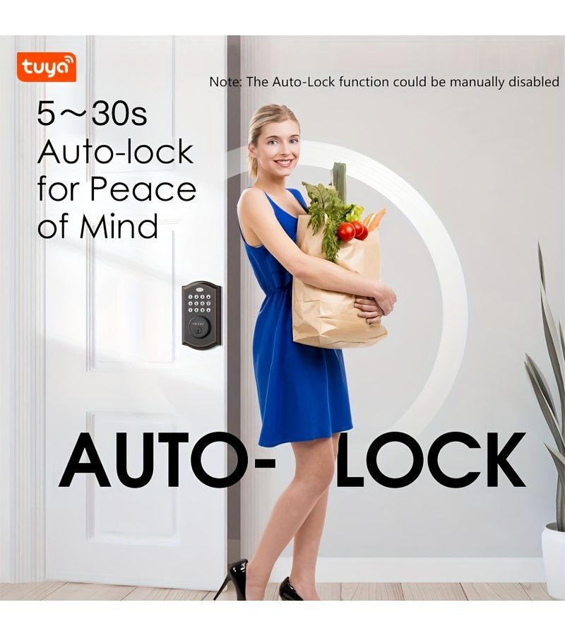 Keyless Entry Door Lock Electronic Deadbolt With Keypad M19 SN High Security Secure Cylinder Front Door Set Up To 50 User Codes Smart Deadbolt Anti Peeking Password Auto Lock Easy To Install - Image 3