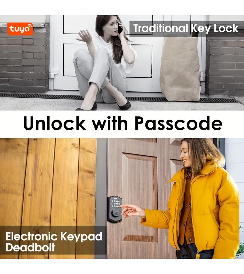Keyless Entry Door Lock Electronic Deadbolt With Keypad M19 SN High Security Secure Cylinder Front Door Set Up To 50 User Codes Smart Deadbolt Anti Peeking Password Auto Lock Easy To Install - Image 5