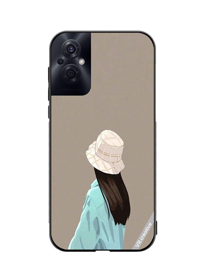 VR CREATIVE Protective Case Cover For Oppo Reno8 Z Brown Hat Girl Design Multicolour  - Image 1