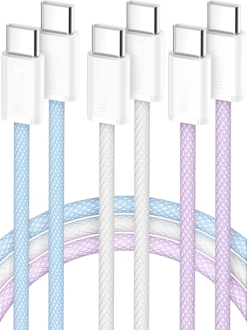 Senetem USBC to USB C Cable 3FT+6FT+10FT 3-Pack 60W (20V/3A), Type C to C Long Charger Cord Fast Charging for iPhone 15 16 Pro Max Plus, Samsung Galaxy S24/S23 S22, MacBook/iPad/Apple/Android USB-C - Image 1