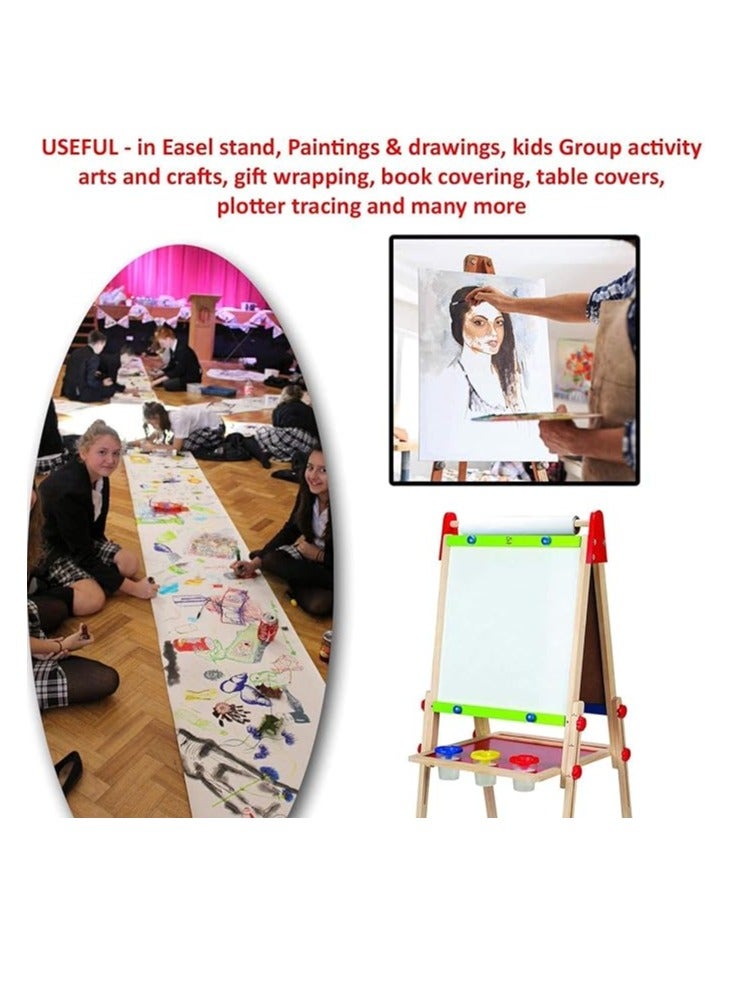 Generic Jumbo White Easel Drawing Paper Roll 44cm x 50meter 1970 inch 80gsm, Arts and Crafts Stand Rolls for Kids Students Paintings Plotter Drawings Tracings Gift Wrapping Table Cover Poster Butcher Papers - Image 2