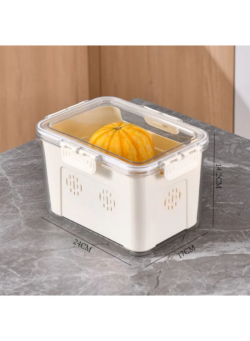 DANUBE HOME Proo Fridge Food Container with 1 Basket – Clear Stackable Refrigerator Organizer Bin, BPA-Free Kitchen Storage Box for Fruits, Vegetables, Snacks & Pantry Organization -24X17X14Cm