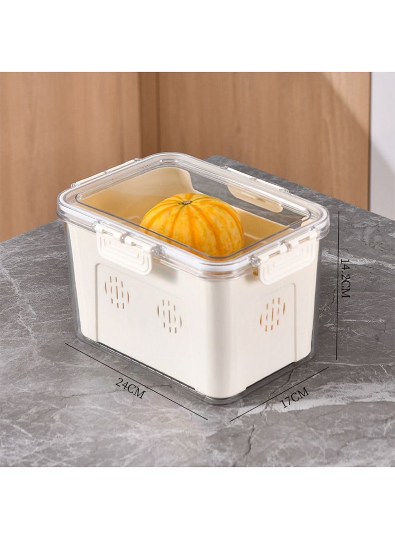 DANUBE HOME Proo Fridge Food Container with 1 Basket – Clear Stackable Refrigerator Organizer Bin, BPA-Free Kitchen Storage Box for Fruits, Vegetables, Snacks & Pantry Organization -24X17X14Cm