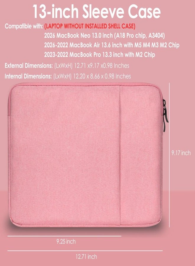 ProElife 13 Inch Laptop Sleeve for MacBook Neo, Water-Resistant, Pink - Image 2