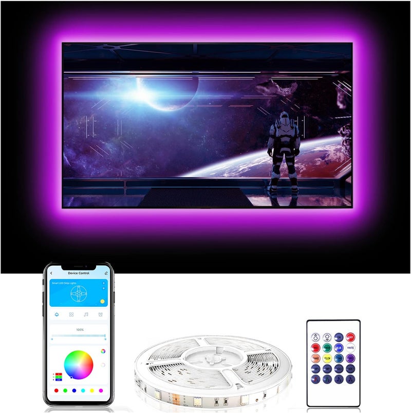 DAYBETTER TV Led Backlight 85Inch, 20ft Led Lights for TV 85-100 Inch, Led Strip Lights with Remote, Music Sync Bluetooth APP TV Light Behind, USB TV Lights for Bedroom, Mood Lighting, Gaming Room Decor - Image 1