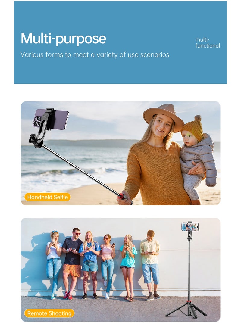 Extended handle, detachable design, multifunctional fill light, stable tripod selfie stick