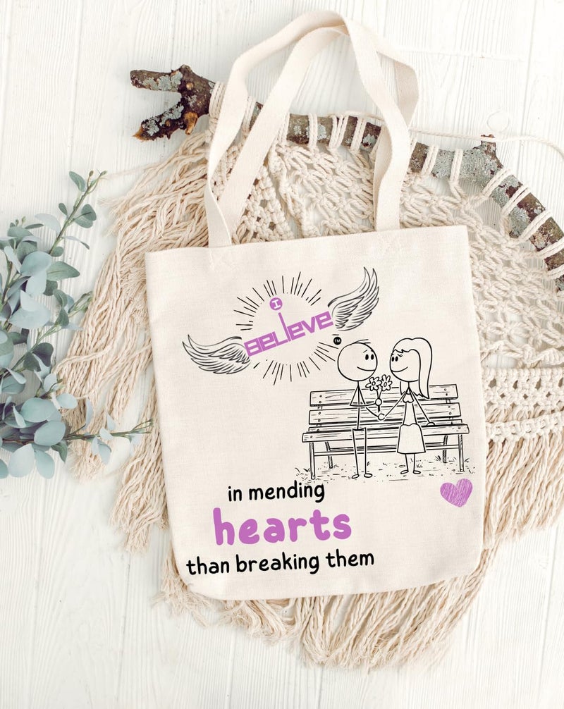 STRUTT Canvas Reusable I Believe Bags|100% Organic Cotton Shopping Bag| Multi-Purpose Eco Friendly|Sturdy Canvas Bag with 15kgs Capacity | College Bag I Daily UseI Single Pack (in Mending) - Image 4