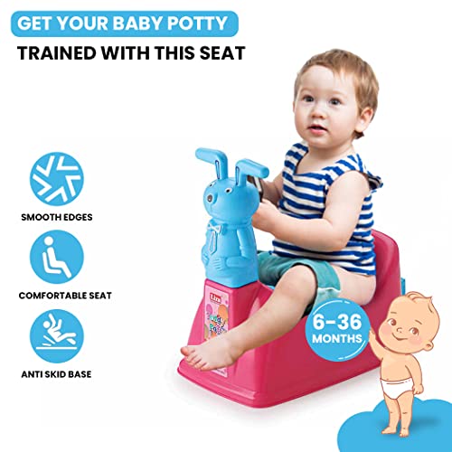 Liza Big Size Teddy Face Style Toilet Trainer Baby Potty Seat With Removable Tray & Closing LID ( For 6-48 Month Kids) (Pink) - Image 2