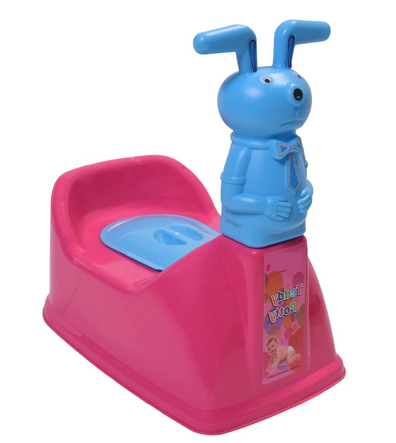 Liza Big Size Teddy Face Style Toilet Trainer Baby Potty Seat With Removable Tray & Closing LID ( For 6-48 Month Kids) (Pink) - Image 5
