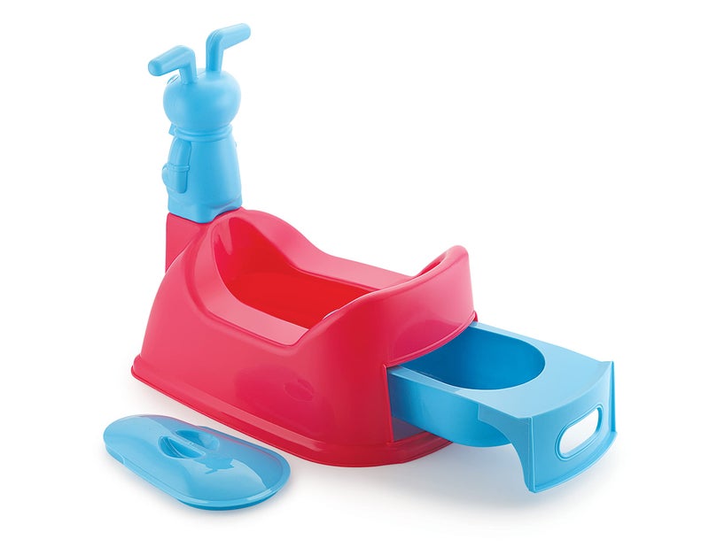 Liza Big Size Teddy Face Style Toilet Trainer Baby Potty Seat With Removable Tray & Closing LID ( For 6-48 Month Kids) (Pink) - Image 1