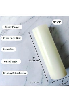 SIHIYA LIFE Set of 2 Ivory Pillar Candles| 3 x 12 inch | Unscented & Dripless Candles for Decor, Events, Restaurants | Natural Wax with Cotton Wicks | 135 hrs/candle Burn Time  - Image 2