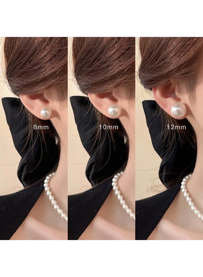 Fashion Jewelry Beige Stud Earrings 12 pairs of Pearl Stud earrings set Value Combination simple and generous pearl stud earrings  - Image 3