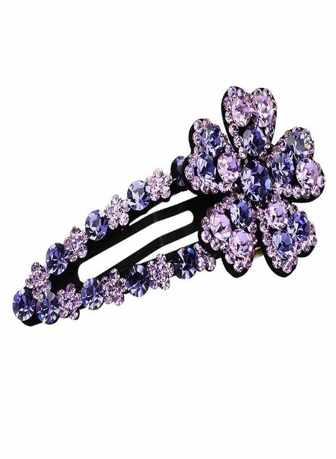 Teensery 5 Pcs Rhinestone Snap Hair Clips Sparkly Crystal Flower Hair Clips Hair Barrettes No Slip Hairpins Hair Accessories for Women and Girls - Image 5