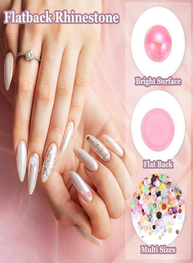 MECCANIXITY 100g Mix Rhinestones and Pearls 3mm-10mm Colorful Gold - Image 3