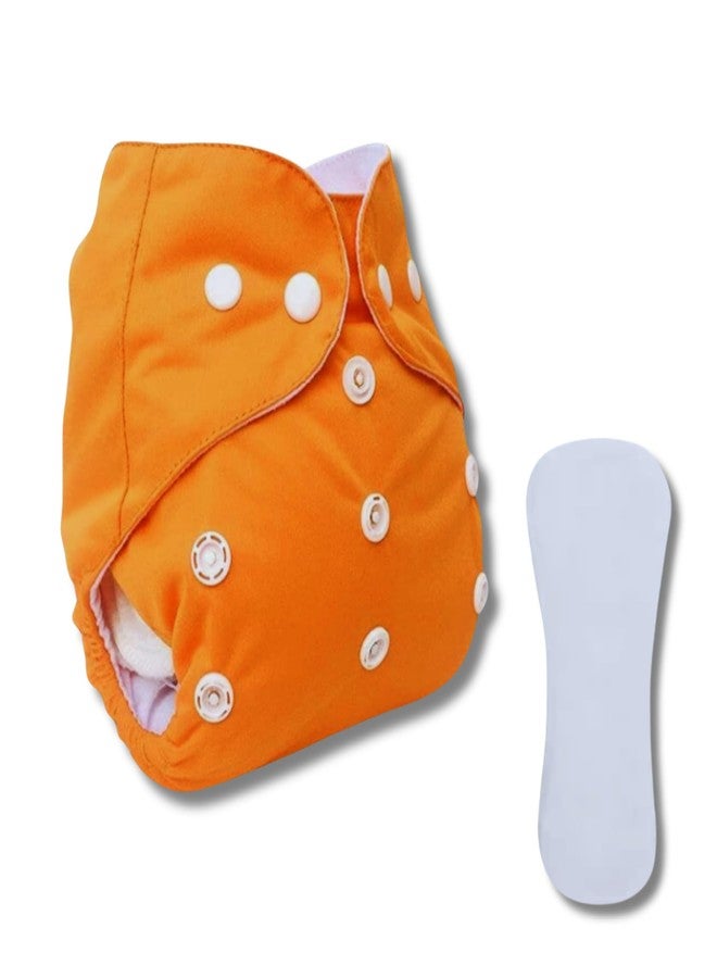 Renial reusable Cloth Diaper with Inserts - Adjustable Size for Babies 3 Months to 3 Years - Single Pack (ORANGE) - Image 1