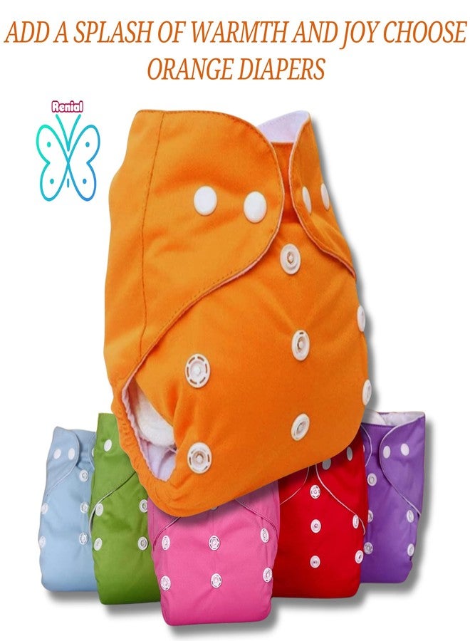 Renial reusable Cloth Diaper with Inserts - Adjustable Size for Babies 3 Months to 3 Years - Single Pack (ORANGE) - Image 4