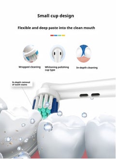 ANRIKKA Pack Of 4 Precision Clean Electric Toothbrush Head White,Toothbrush Head EB20-4 With 2 Tooth Whitening Strips  - Image 4