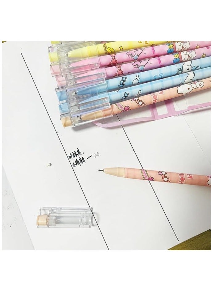 12 PCS Cartoon Sanrio Ballpoint Pens Anime Gel Ink Pen Black 0.5mm Melody Gifts Cute Kawaii Office School Supplies Set For Kid Teen Girls Students