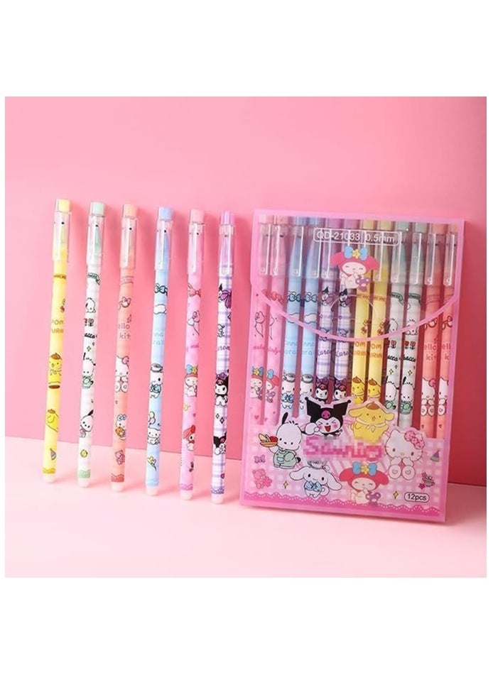RATSAW 12 PCS Cartoon Sanrio Ballpoint Pens Anime Gel Ink Pen Black 0.5mm Melody Gifts Cute Kawaii Office School Supplies Set For Kid Teen Girls Students  - Image 2