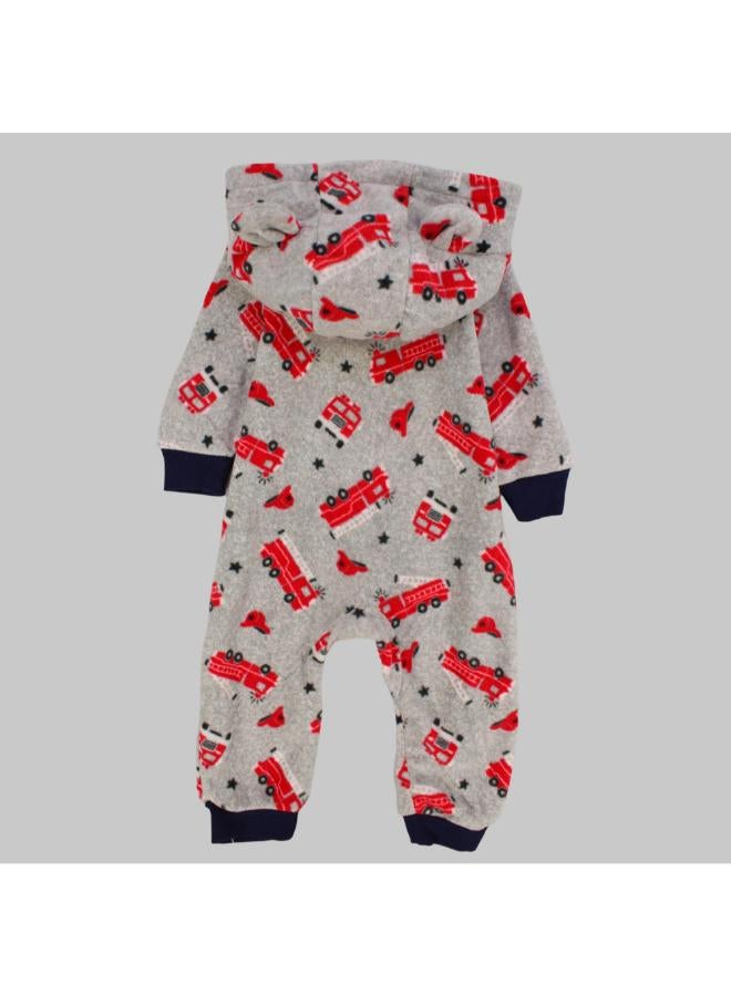 carter's Fire Truck Long-Sleeved Hooded Footless Onesie - Image 2