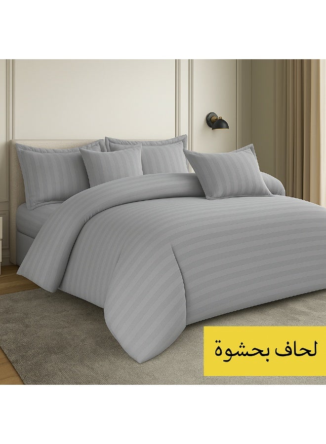 مينج لي مفرش فندقي مفرد 5 قطع من مايكروفايبر مع حشوة قابلة للإزالة – تصميم خطوط أنيق يناسب سرير بحجم 120×200 سم - Image 1