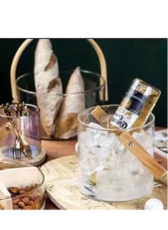 MIXDE Scandinavian Style Glass Fruit Plate, Clear Wine Bucket, Salad Bowl, Home Snacks, Wooden Handle Fruit Storage Basket  - Image 3