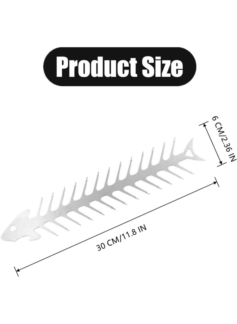 Stainless Steel Fishbone Barbecue Skewer Rack, 11.8-inch Grill Kabob Holder - Image 2