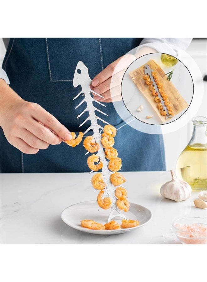 Stainless Steel Fishbone Barbecue Skewer Rack, 11.8-inch Grill Kabob Holder - Image 5