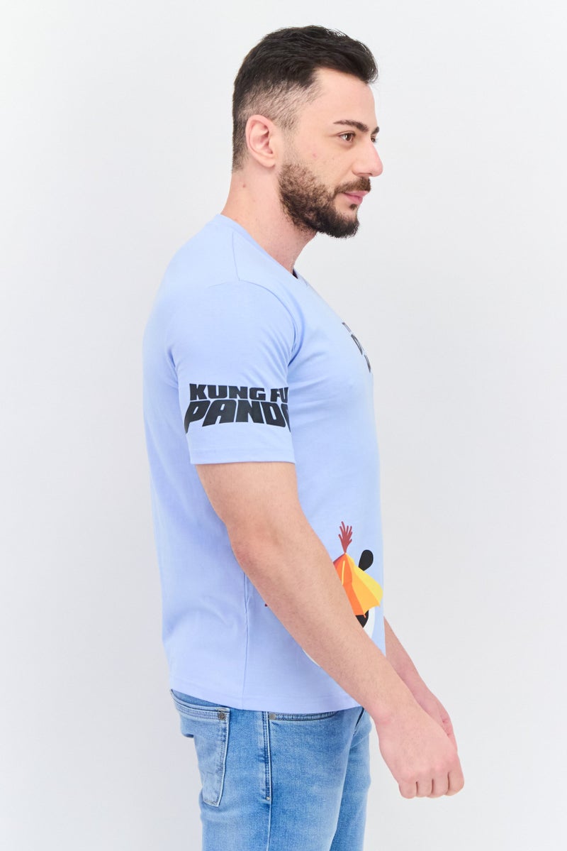 Kung Fu Panda Men Round Neck Short Sleeve Graphic Print T-Shirt, Blue Combo - Image 3