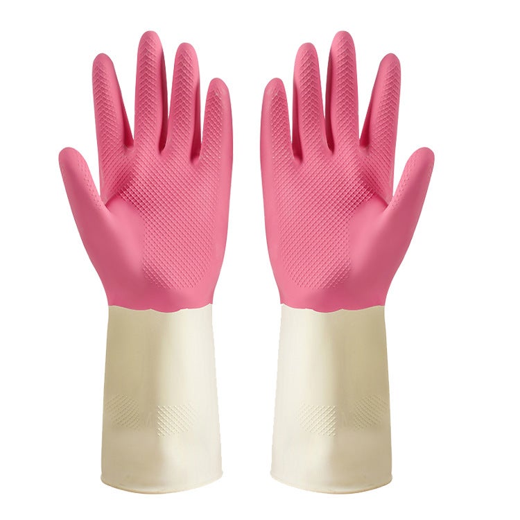 Bi-Color Durable Cleaning Gloves Deep Powder Deep Powder