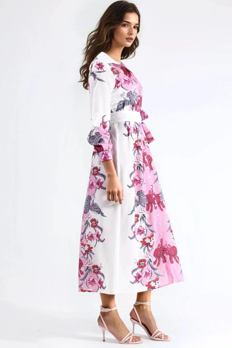 Jennyfer Floral Belted Midi Dress