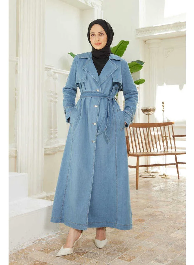 Neways 6458-BATTAL Allerli Denim Trench Coat Blue