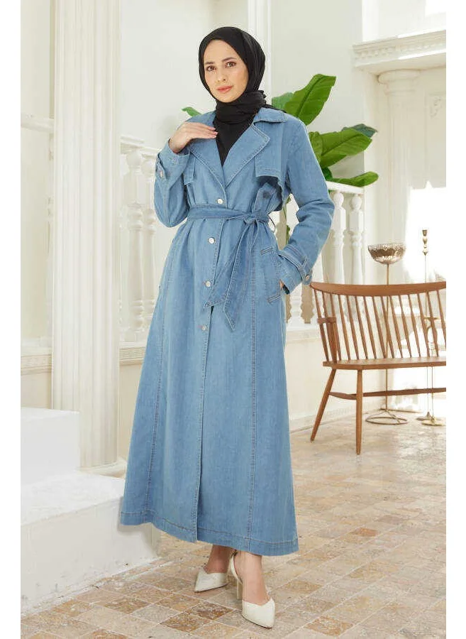 Neways 6458-BATTAL Allerli Denim Trench Coat Blue