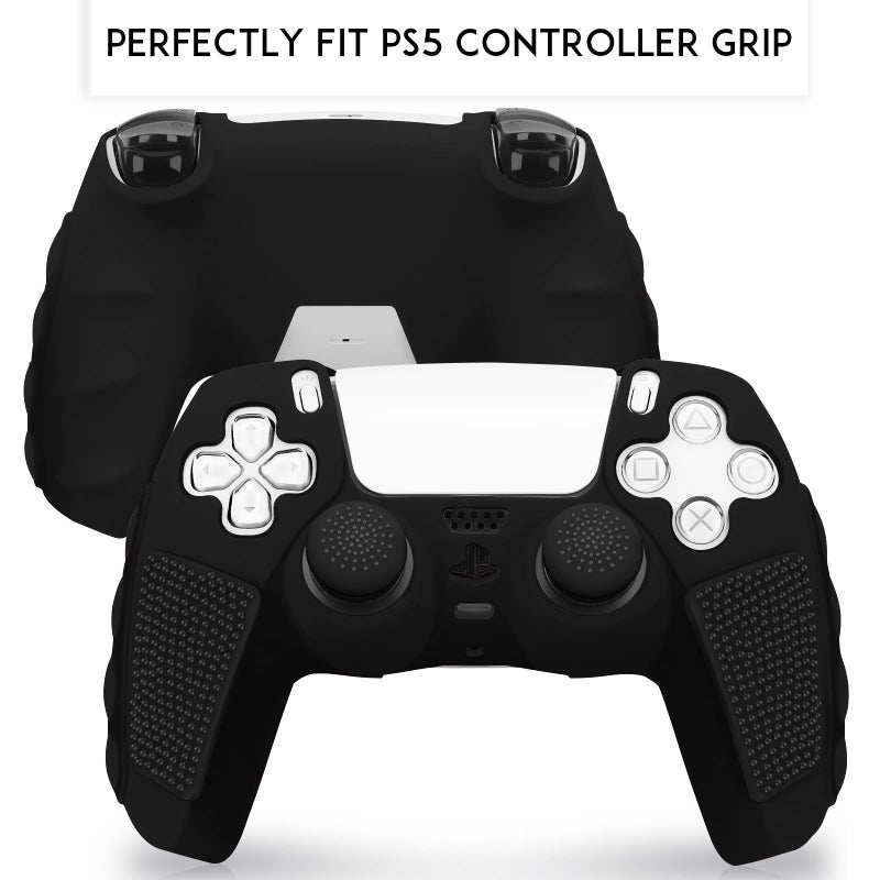 SIKEMAY Anti-Slip PS5 Controller Skin, Soft Thicken Non-Slip Studded Silicone Gel Grip Protective Cover Case for PlayStation 5 Controller Grip, 2 Pack with 8 x Thumb Grip Caps - Image 2