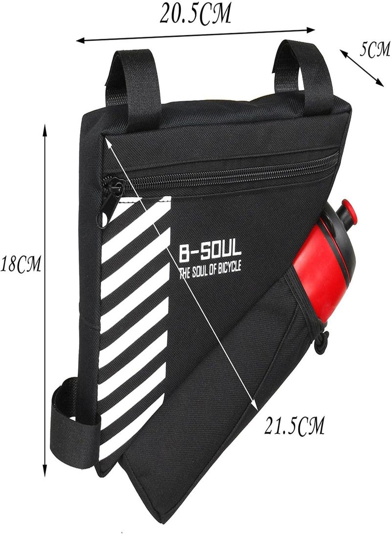 GGOOT Cycling Frame Bag,Triangle Bicycle Bag with Water Bottle Pouch - Waterproof Bicycle Cycling Storage Triangle Top Tube Front Pouch Saddle Bag for Road and Mountain Bikes  - Image 2