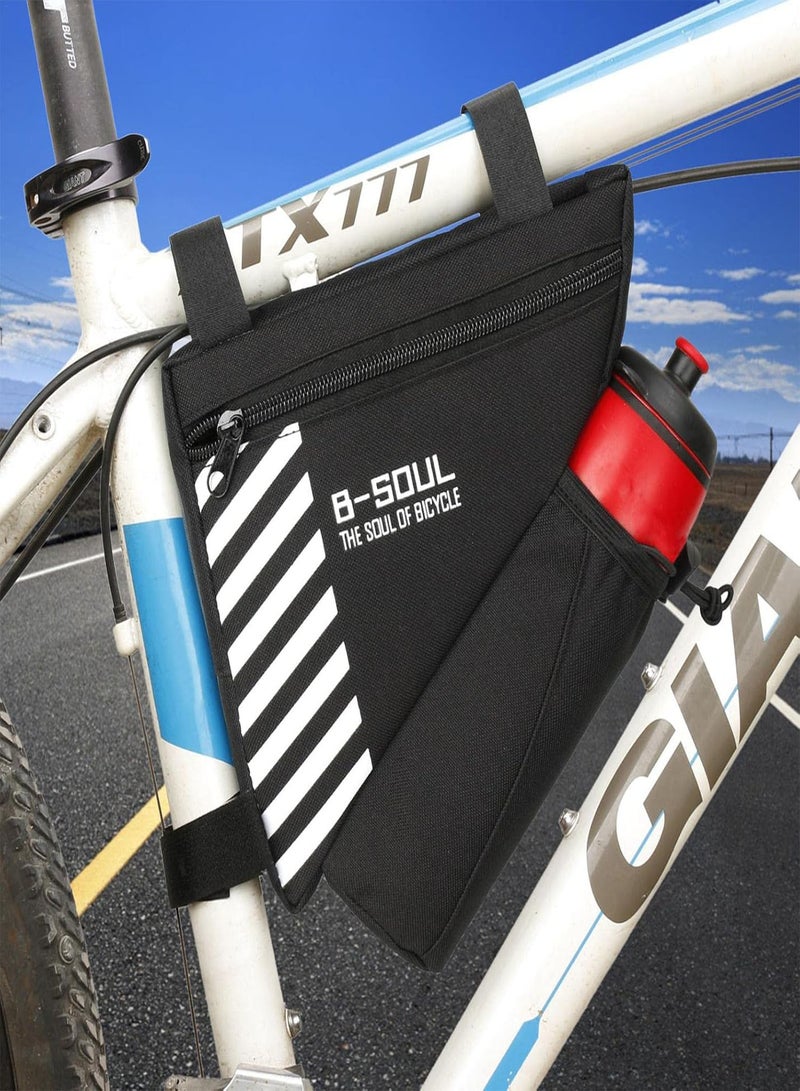 GGOOT Cycling Frame Bag,Triangle Bicycle Bag with Water Bottle Pouch - Waterproof Bicycle Cycling Storage Triangle Top Tube Front Pouch Saddle Bag for Road and Mountain Bikes  - Image 3