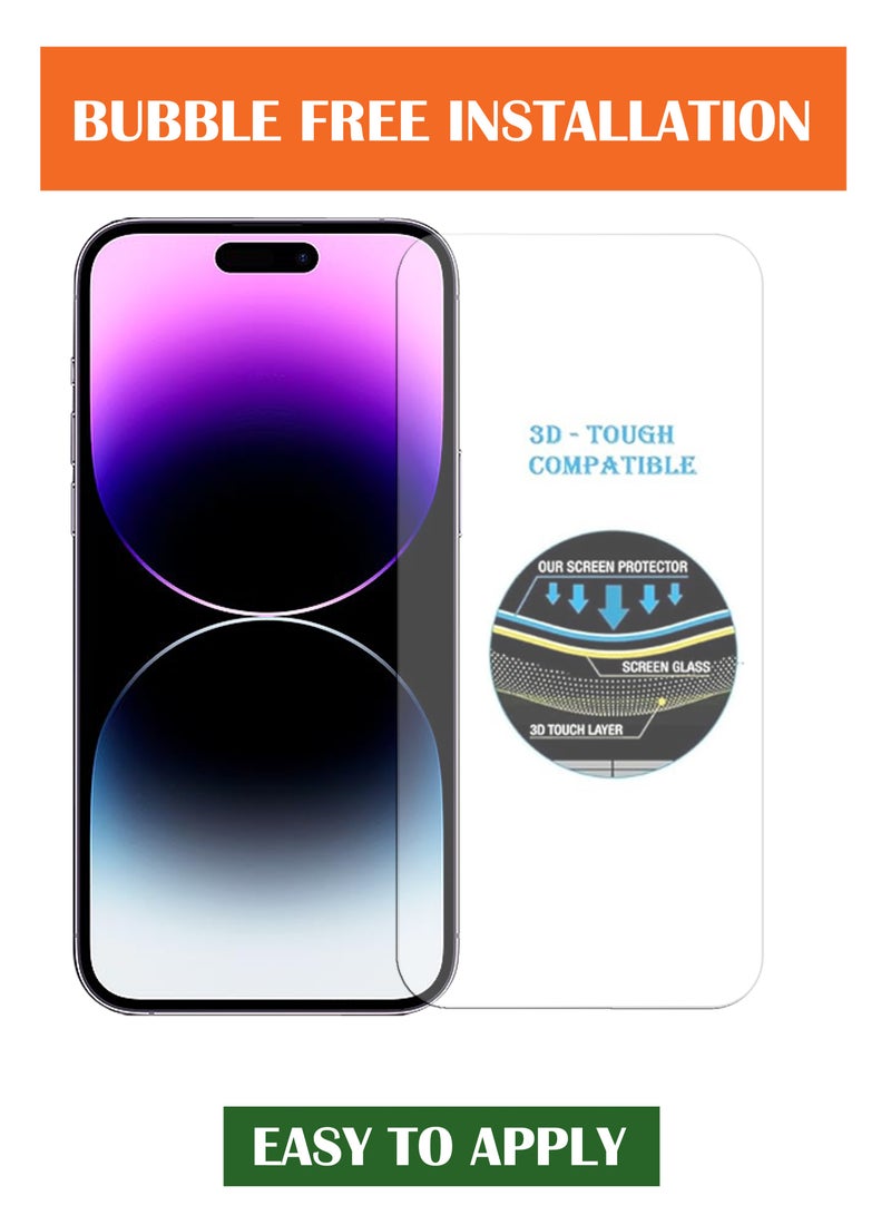 For iPhone 14 Pro Max - 2 Pack Tempered Glass Screen Protector - Delicate Touch , Higher Transparency , Easy to Install ,Anti-scratch and Bubble-free Screen Protector - Clear - Image 4