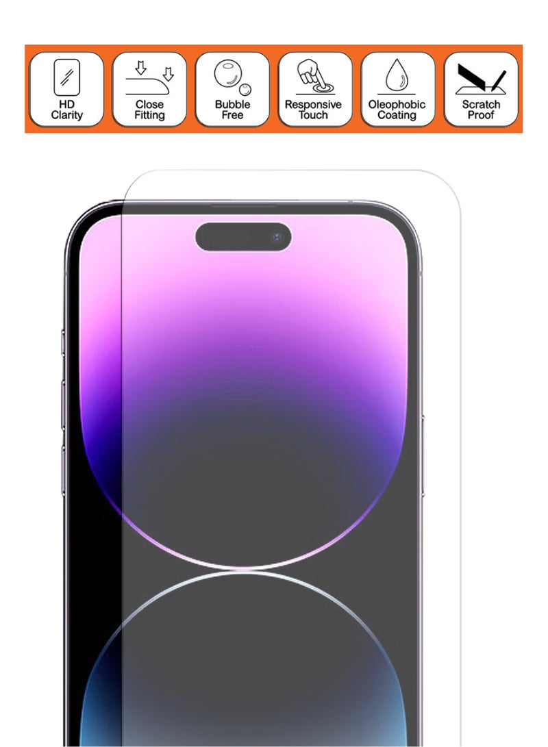 For iPhone 14 Pro Max - 2 Pack Tempered Glass Screen Protector - Delicate Touch , Higher Transparency , Easy to Install ,Anti-scratch and Bubble-free Screen Protector - Clear - Image 3