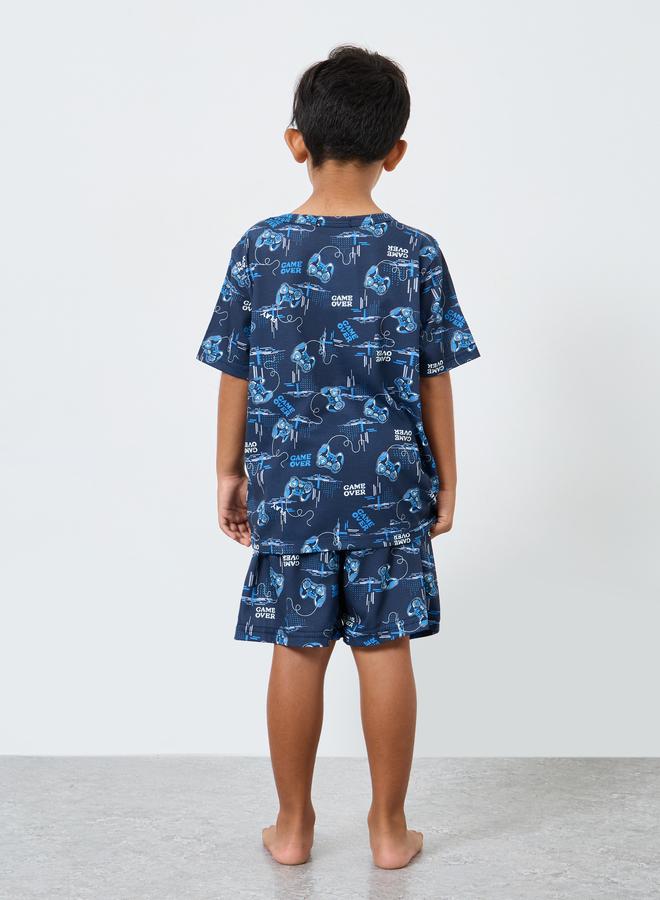 Styli Boys Blue All-Over Print T-Shirt, Shorts and Pyjama Set - Image 5
