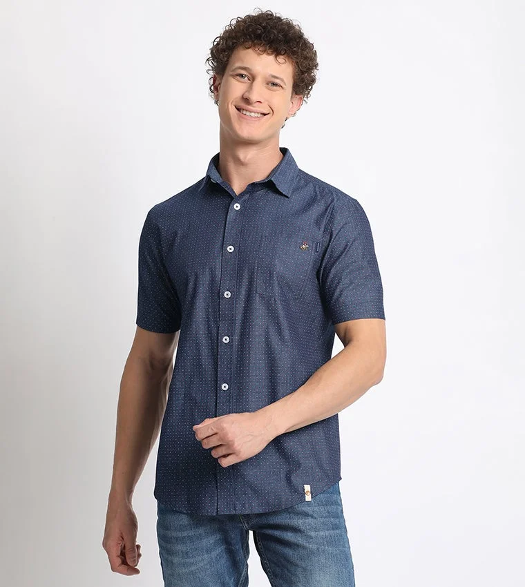 BEVERLY HILLS POLO CLUB Polka Dots Short Sleeves Shirt